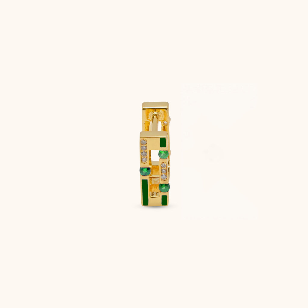 Versa Diamond and Emerald Single Hoop