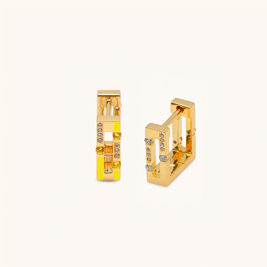 Versa Diamond & Yellow Sapphire Hoops
