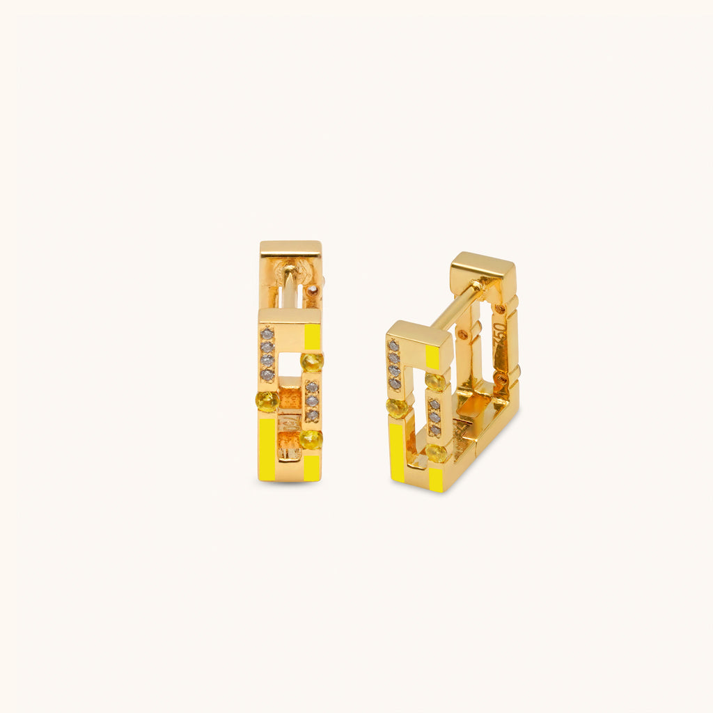 Versa Diamond & Yellow Sapphire Hoops