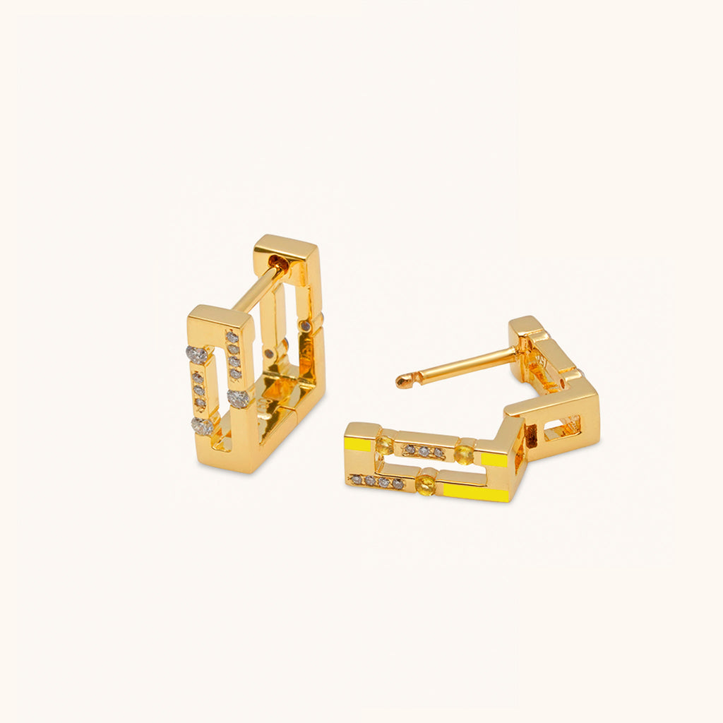 Versa Diamond & Yellow Sapphire Hoops