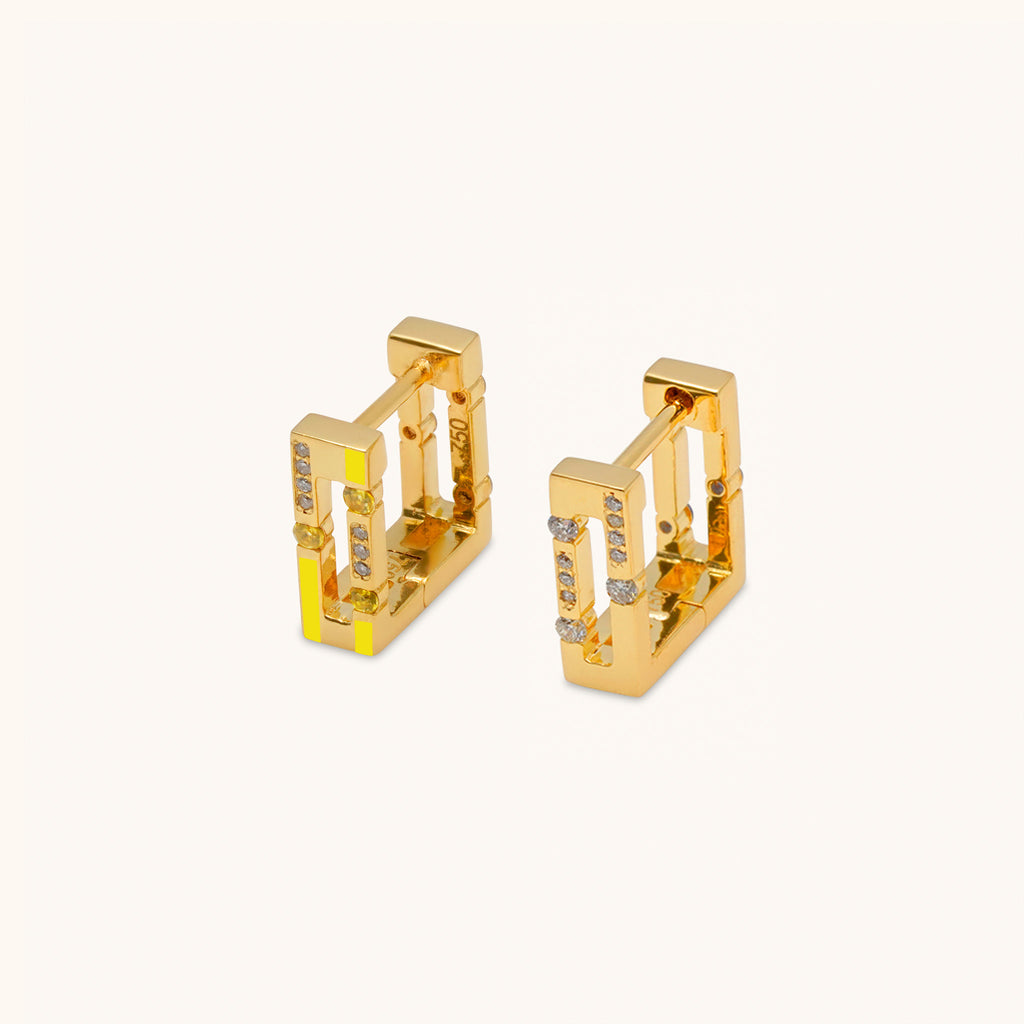 Versa Diamond & Yellow Sapphire Hoops