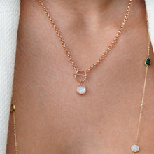 Load image into Gallery viewer, 18K rose gold mother-of-pearl pendant necklace worn on neckline