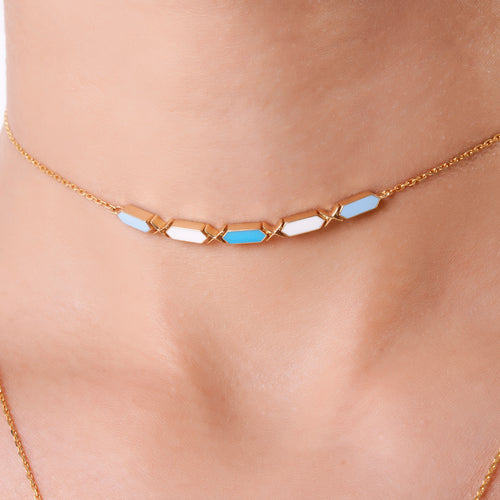 Facets Sky Gold Choker