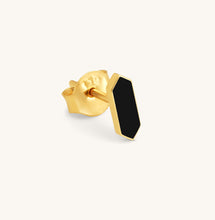 Load image into Gallery viewer, Facets Black Enamel Gold Stud