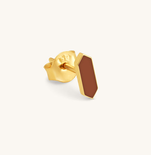 Facets Mocha Enamel Gold Stud