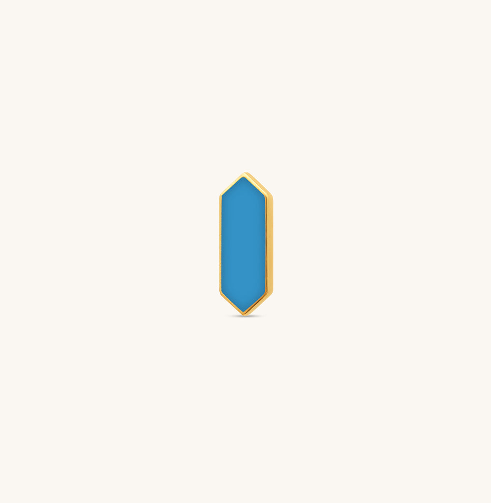 Facets Ocean Blue Enamel Gold Stud