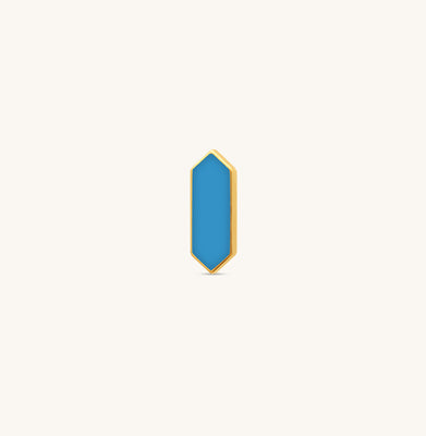 Facets Ocean Blue Enamel Gold Stud