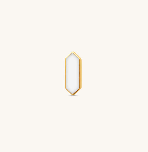 Facets White Enamel Gold Stud