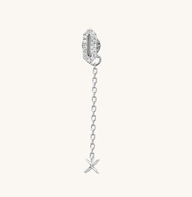 Facets X Diamond Frame Ear Jacket Stud