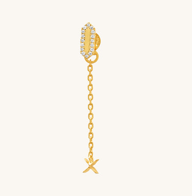 Facets X Diamond Frame Ear Jacket Stud