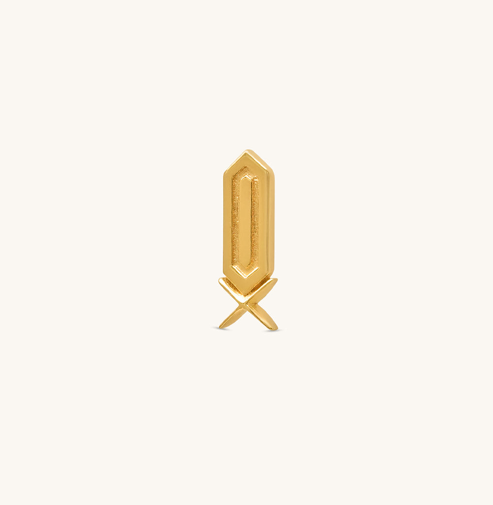 Facets X Grooved Gold Stud