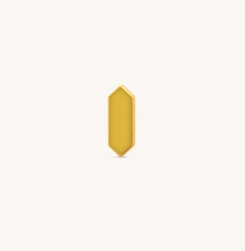 Facets Yellow Enamel Gold Stud