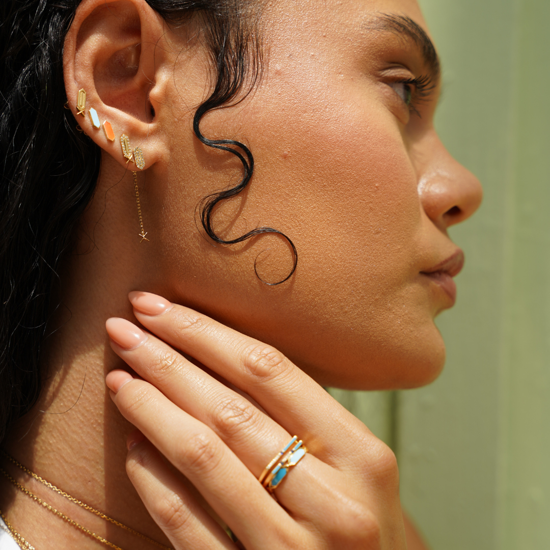 GOLD EARRINGS AND DIAMOND EARRINGS