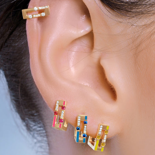 Versa Diamond & Yellow Sapphire Hoops