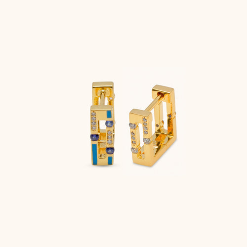 Versa Diamond & Blue Sapphire Hoops