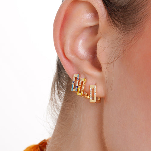 Versa Diamond & Blue Sapphire Hoops