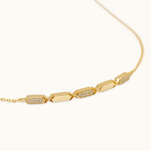 Load image into Gallery viewer, A joubijoux's gold choker necklace with diamond segments, featuring a sliding clasp.