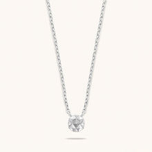 Load image into Gallery viewer, Front view of Joubijoux gold necklace design featuring Slopes Mini pendant crafted in 18K white gold with VS diamonds