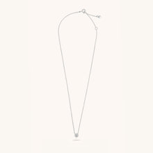 Load image into Gallery viewer, Full chain view of Joubijoux gold necklace design with Slopes Mini pendant in 18K white gold and adjustable length