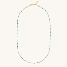 Load image into Gallery viewer, Full length 18K gold raindrop bracelet with blue enamel beads and adjustable chain