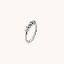 Load image into Gallery viewer, 18K white gold diamond ring with screw-inspired design and pavé-set VS diamonds