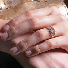 Load image into Gallery viewer, Yellow gold screw design diamond ring worn on finger with modern industrial style