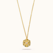 Load image into Gallery viewer, Slopes diamond necklace in 18K gold with geometric pendant and white enamel detailing