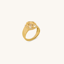 Load image into Gallery viewer, Slopes pinky diamond ring in 18K gold with geometric design and white enamel