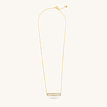 Load image into Gallery viewer, Full length view of Versa Diamond Double Line gold necklace design crafted in 18K yellow gold with diamonds and white enamel