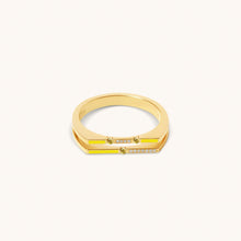 Load image into Gallery viewer, Versa diamond and yellow sapphire ring showing reversible 18K gold design with enamel