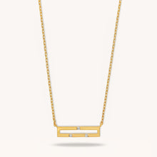 Load image into Gallery viewer, Front view of Versa Mini 18K yellow gold necklace with three natural diamonds