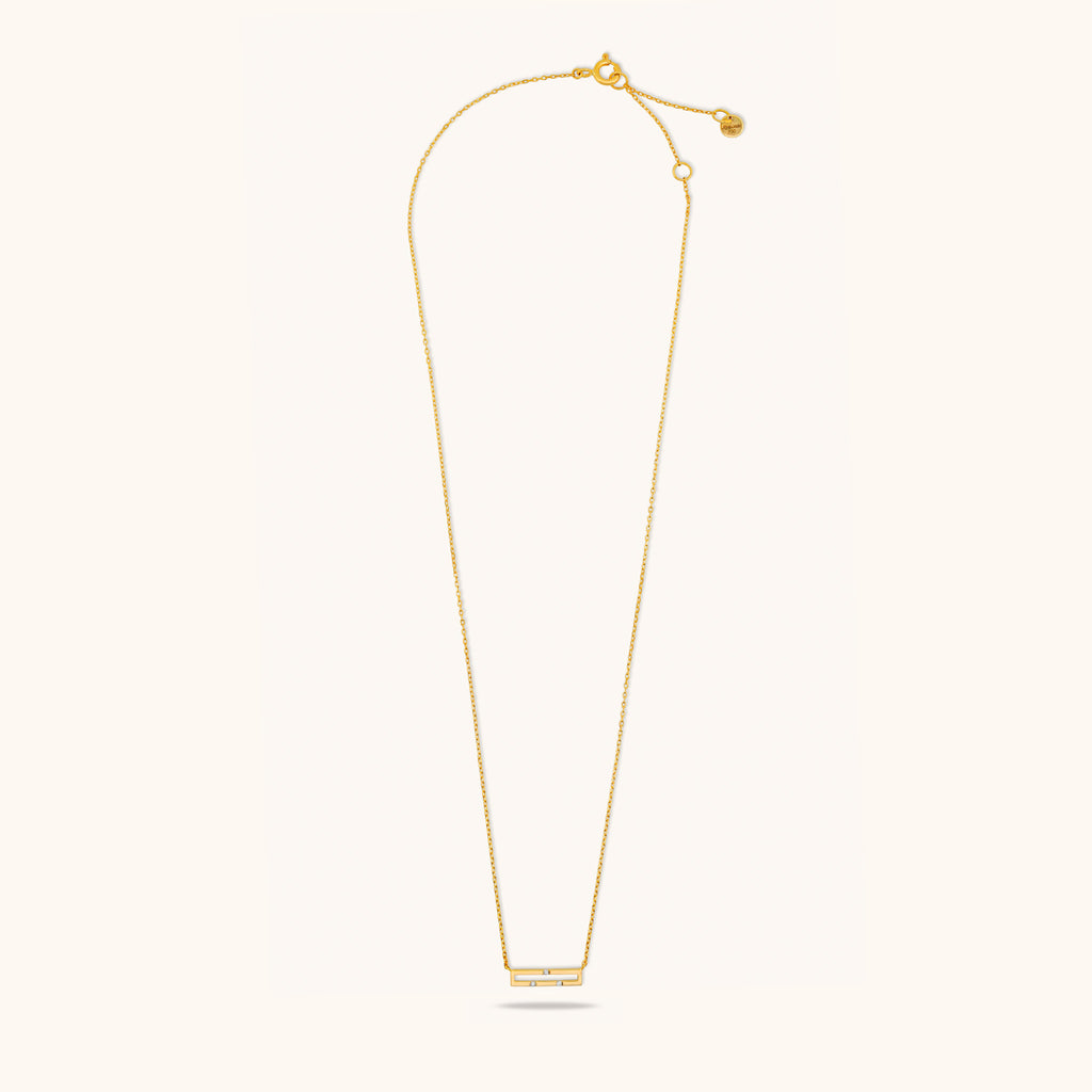 Full chain view of Versa Mini 18K rose gold diamond necklace with adjustable length