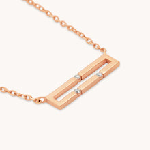 Load image into Gallery viewer, Close-up of Versa Mini 18K rose gold pendant with three natural diamonds