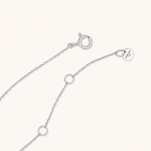 Load image into Gallery viewer, Close-up of Versa Mini 18K white gold necklace showing adjustable loops and clasp